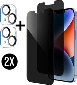 Podec iPhone 13 - Privacy Screenprotector en Camera Lens Protector - Gehard Beschermglas - (2 stuks)