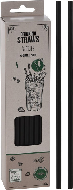 Herbruikbare rietjes / drinkrietjes 150 stuks - Zwart - 24 CM