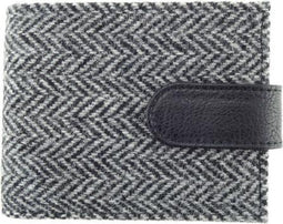 Heren Portemonnee Barra Zwart Wit Visgraat - Harris Tweed - Glen Appin of Scotland