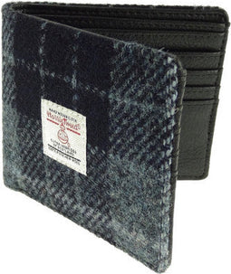 Heren Portemonnee Mull Grijs Zwart Geruit - Harris Tweed - Glen Appin of Scotland