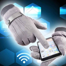 Heren Suede Skihandschoenen met Fluwelen Voering - Winterproof & Touchscreen