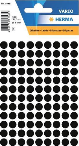 Herma 1849 VARIO UNIVERSELE Etiket Ø8mm Zwart 540st.