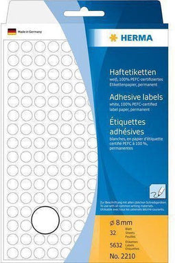 Herma 2210 Universele Etiketten Ø 8mm Wit - 5632 st.
