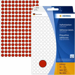 Herma 2212 Universele Etiketten Ø 8mm Rood - 5632 st.