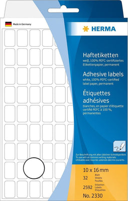 HERMA 2330 Universele etiketten wit 10x16 mm Papier mat 2592 St.