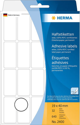 HERMA 2400 Universele etiketten wit 19x40 mm Papier mat 640 St.