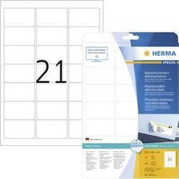 Herma 5074 Etiketten 63.5 x 38.1 mm Papier Wit 525 stuk(s) Weer verwijderbaar Universele etiketten, Adresetiketten Inkt
