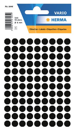 HERMA - Etiket 1849 rond 8mm zwart 540 stuks