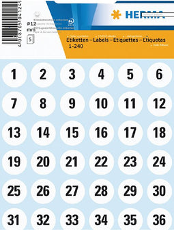 HERMA - Etiket herma 4124 12mm getallen 1-240 240 stuks