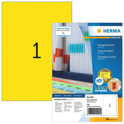 HERMA - Etiket herma 4401 210x297mm a4 geel 100 stuks