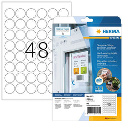 HERMA - Etiket herma 4571 30mm rond folie wit 960 stuks