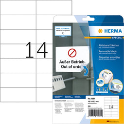 Herma Labels white 105x42,3 removable SuperPrint 350 pcs.