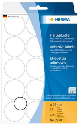 Herma multif. etik. wit rond 32 32 vel 111x170 480 stuks 2270