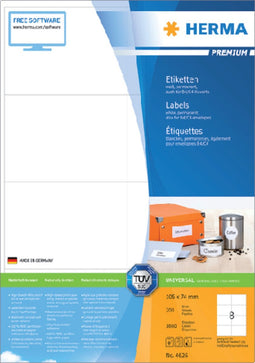 Herma Prem. Etiketten 105x74 200 Bl. DIN A4 1600 stuks 4626