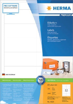 Herma printeretiketten Labels wit 97x42,3mm papier 2400 St.