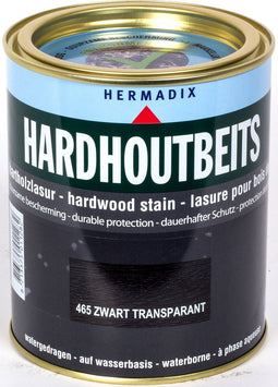Hermadix Hardhout Beits - 0,75 liter - 465 Zwart Transparant