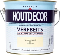 Hermadix Houtdecor Verfbeits Dekkend - 2,5 liter - 601 Gebroken Wit