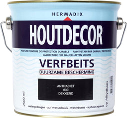 Hermadix Houtdecor Verfbeits dekkend - 2,5 liter - 630 Antraciet