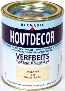 Hermadix Houtdecor Verfbeits Transparant - 0,75 liter - 658 Melkwit