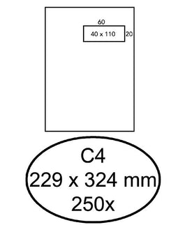 Hermes - Envelop hermes akte c4 229x324mm venster 4x11 rechts zelfkl 250st