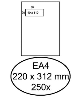 Hermes - Envelop hermes akte ea4 220x312mm venster 4x11 links zelfkl 250st