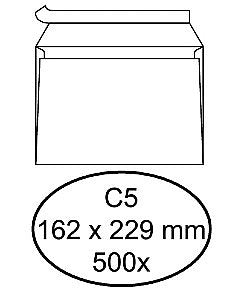 Hermes - Envelop bank C5 162x229mm zelfklevend wit doos à 500 stuks