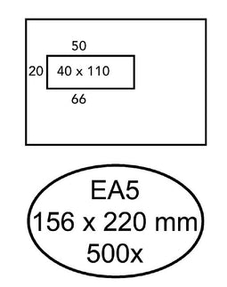 Hermes - Envelop hermes ea5 156x220mm venster 4x11links zelfkl 500st