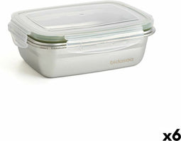 Hermetische Lunchtrommel Bidasoa Theo 17 x 13 x 6 cm 550 ml Zilverkleurig Metaal (6 Stuks)