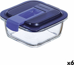 Hermetische Lunchtrommel Luminarc Easy Box Blauw Glas (380 ml) (6 Stuks)