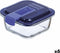 Hermetische Lunchtrommel Luminarc Easy Box Blauw Glas (380 ml) (6 Stuks)
