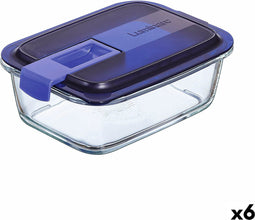 Hermetische Lunchtrommel Luminarc Easy Box Blauw Glas (6 Stuks) (820 ml)
