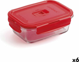 Hermetische Lunchtrommel Luminarc Pure Box 19 x 13 cm Rood 1,22 L Glas (6 Stuks)