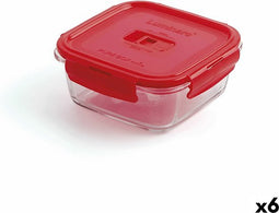 Hermetische Lunchtrommel Luminarc Pure Box 760 ml Rood Glas (6 Stuks)