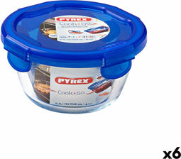 Hermetische Lunchtrommel Pyrex Cook & go 15,5 x 15,5 x 8,5 cm Blauw 700 ml Glas (6 Stuks)