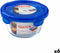 Hermetische Lunchtrommel Pyrex Cook & go 15,5 x 15,5 x 8,5 cm Blauw 700 ml Glas (6 Stuks)