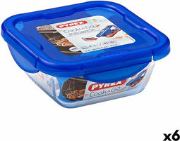 Hermetische Lunchtrommel Pyrex Cook & Go 16,7 x 16,7 x 7 cm Blauw 850 ml Glas (6 Stuks)