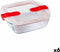 Hermetische Lunchtrommel Pyrex Cook&heat 1 L 20 x 17 x 6 cm Rood Glas (6 Stuks)