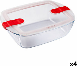 Hermetische Lunchtrommel Pyrex Cook & Heat 2,5 L Transparant Glas (4 Stuks)