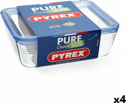 Hermetische Lunchtrommel Pyrex Pure Glass Transparant Glas (2,6 L) (4 Stuks)