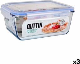 Hermetische Lunchtrommel Quttin Rechthoekig 3,5 L (3 Stuks)