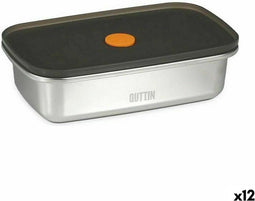 Hermetische Lunchtrommel Quttin Roestvrij staal Rechthoekig 600 ml (12 Stuks)