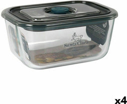 Hermetische Lunchtrommel Santa Clara Grijs 500 ml Rechthoekig (4 Stuks)