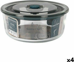 Hermetische Lunchtrommel Santa Clara Grijs 850 ml 15,6 x 6,8 cm (4 Stuks)