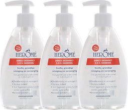 Herome 3-Pack Direct Desinfect Handgel Sensitive (Parfumvrij) - Desinfecterende Handgel met 80% Alcohol - Beschermt Tegen Bacteriën en Droogt de Handen Niet Uit - 3*200ml.