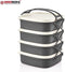Herzberg - 4 laags Tetra Lunchbox - Stapelbare lunchbox - Duurzaam - Lek en morsbestendig - Lunchbox met handvat - Vaatwasbestendig - Geschikt voor magnetron - Grijs
