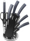 Herzberg 8 Pieces Knife Set with Acrylic Stand-Black