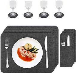 Herzberg Cooking Herzberg Hg-04203: 18-Delige Eettafel Placemat, Bestekzak & Onderzetters Set Van Natuurlijk Vilt
