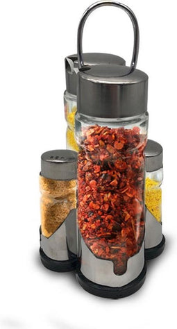 Herzberg Cooking Herzberg Hg-6006: Roestvrijstalen Kruidenrek Met Set Van 4 Glazen Potten