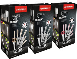 Herzberg Cooking Herzberg Hg-Skn8: 8-Delige Rvs Messenset + 360° Inklapbare En Draaibare Acrylstandaard Zwart