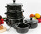 Herzberg HG-04128: 10-delige geëmailleerde keukenkookpot en braadpan met glazen deksel